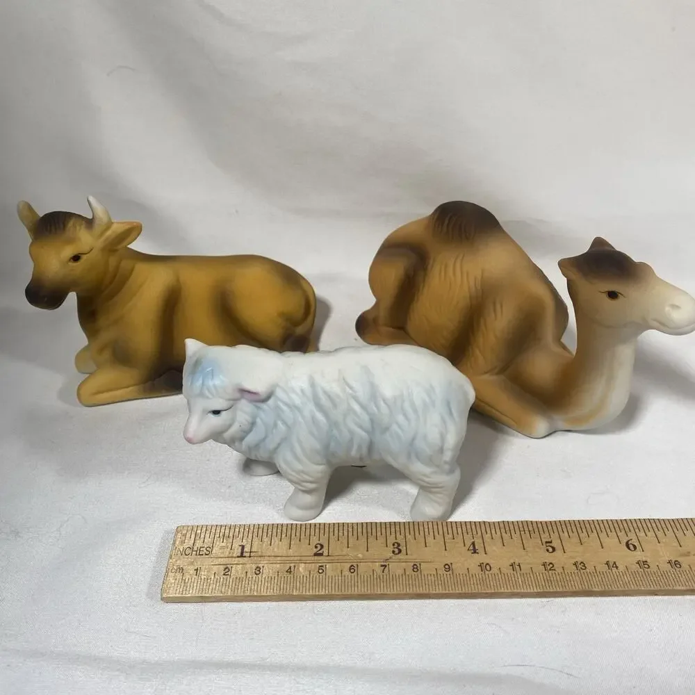 Homco Nativity Sets 5216 9 Piece & 5552 3 Piece Porcelain Bisque Complete W/Foam